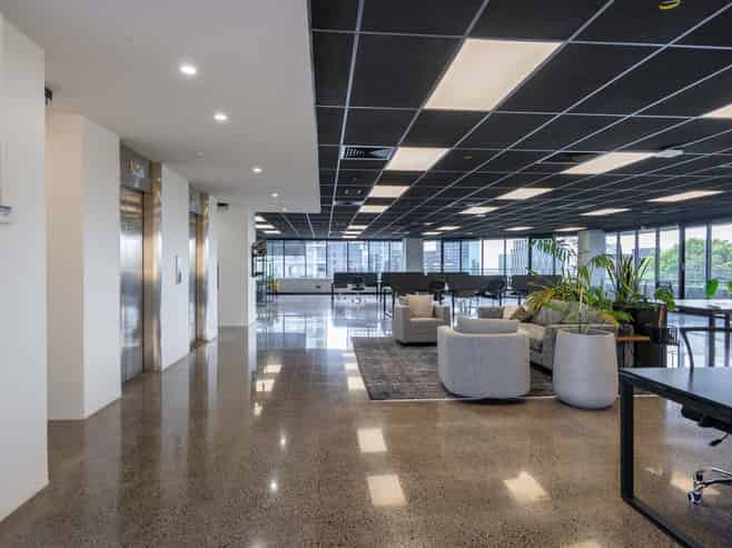 Spacious contemporary office with park views