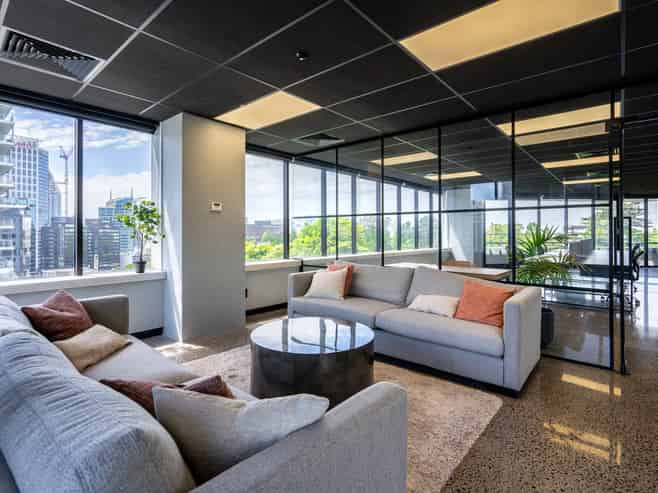 Spacious contemporary office with park views