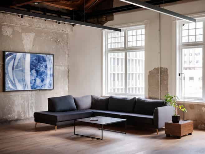 Top floor office within architectural icon