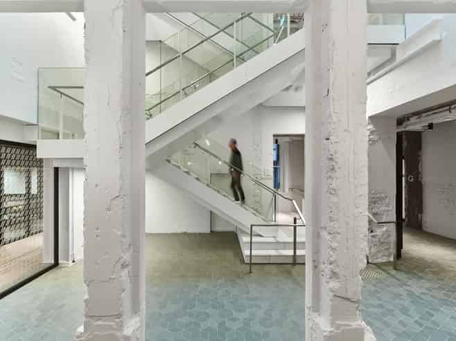 Top floor office within architectural icon