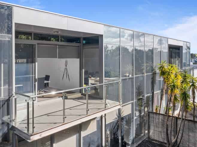 Upper floor office with deck and storage
