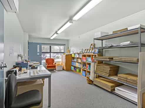 Modern office storage with parking and yard
