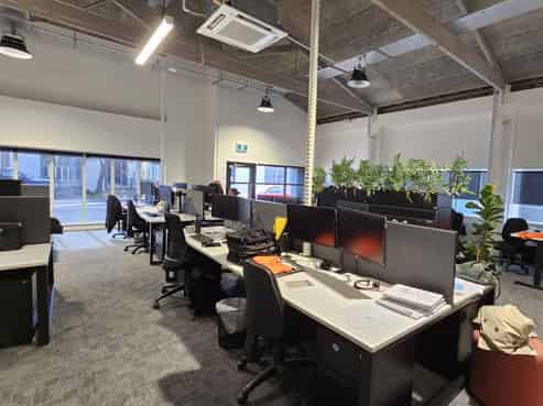 Open plan office with parking