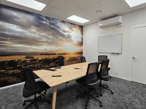 Open plan office with parking