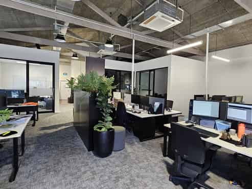 Open plan office with parking