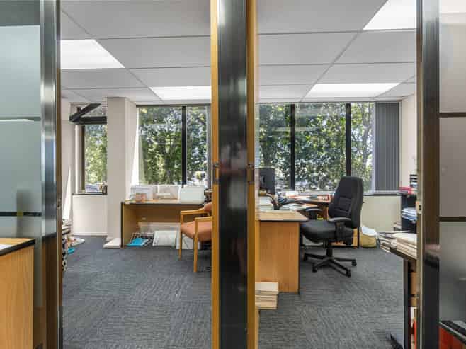 Professional office space fronting busy corner