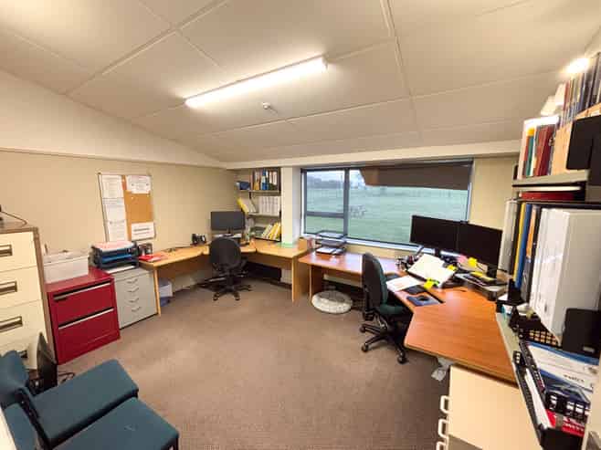 Sun-filled office with rural outlook