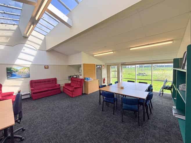 Sun-filled office with rural outlook