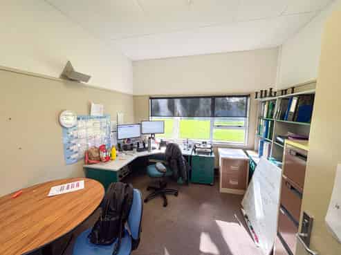 Sun-filled office with rural outlook