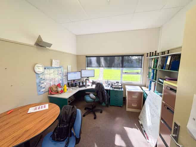 Sun-filled office with rural outlook