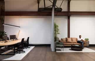 Character office with golf simulator