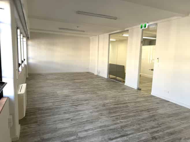 Bright open-plan office with CBD outlook