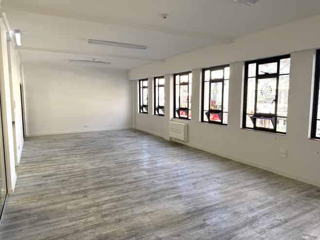 Bright open-plan office with CBD outlook