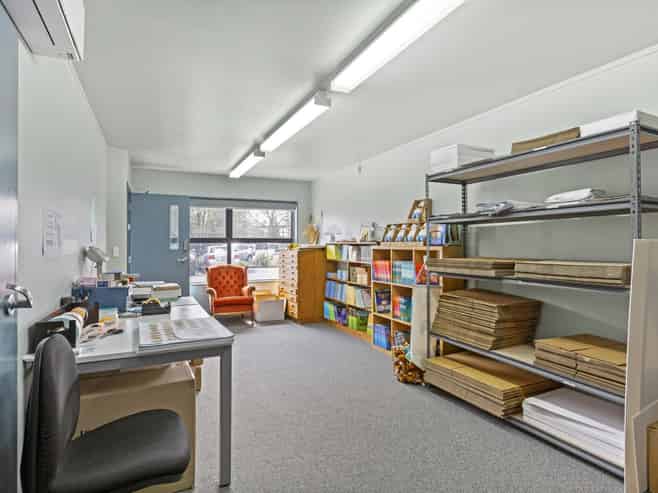 Modern office storage with parking and yard