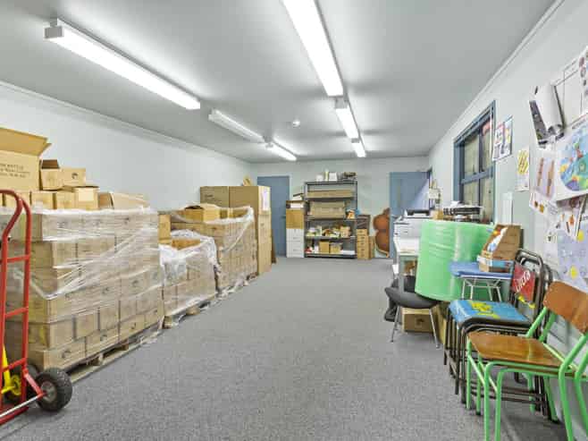 Modern office storage with parking and yard