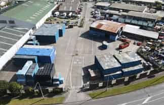 Concrete yard with supporting warehouse