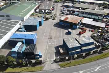 Concrete yard with supporting warehouse