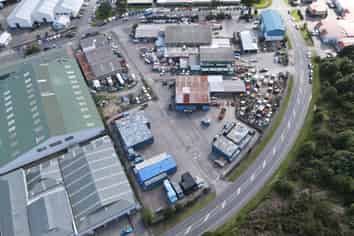 Concrete yard with supporting warehouse