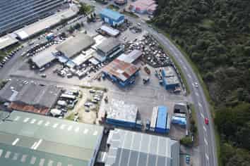 Concrete yard with supporting warehouse